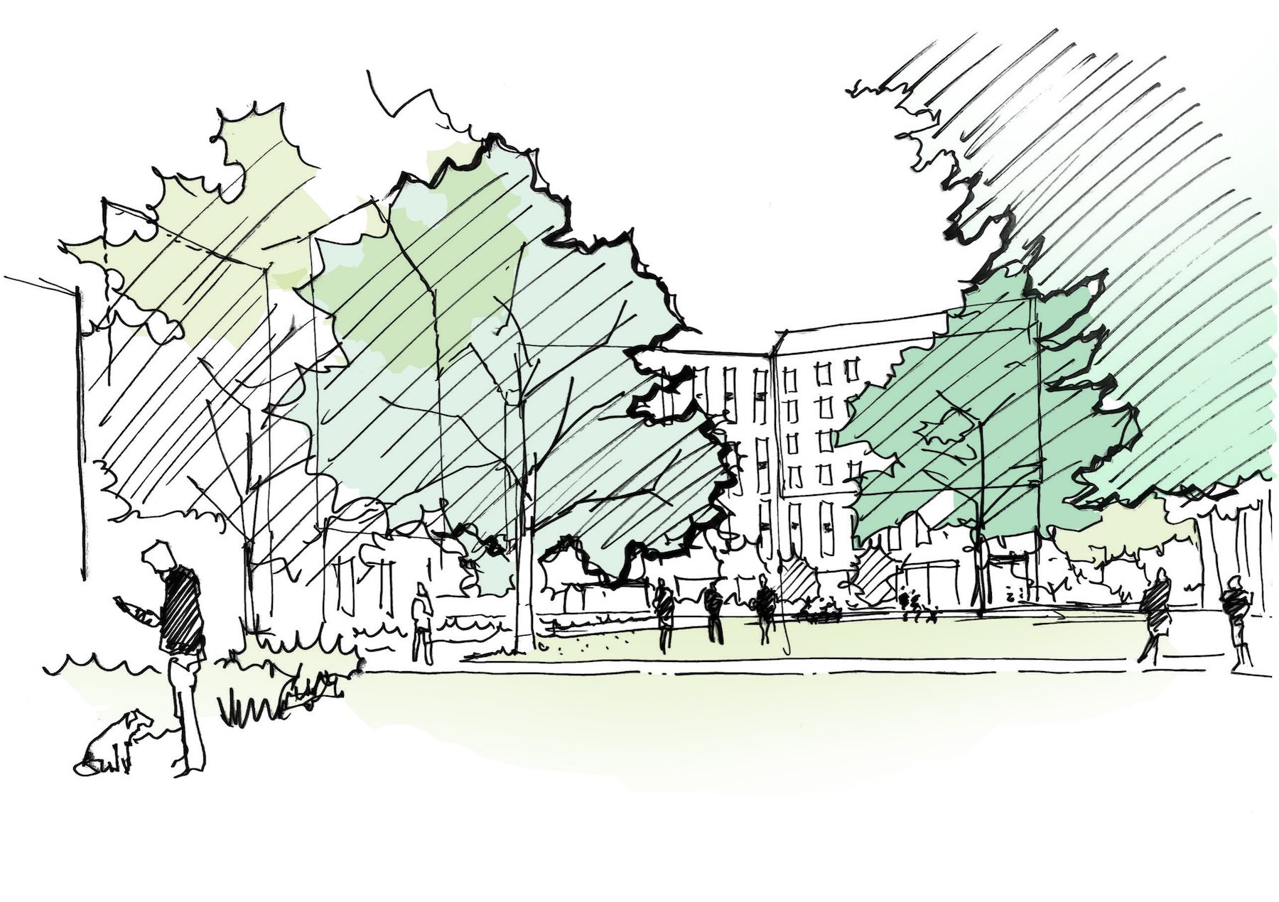 Public garden concept sketch
